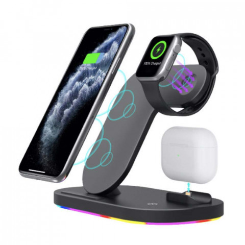 Бездротова зарядка стенд Smart 3 in 1 Fast 15W Z7 (black)
